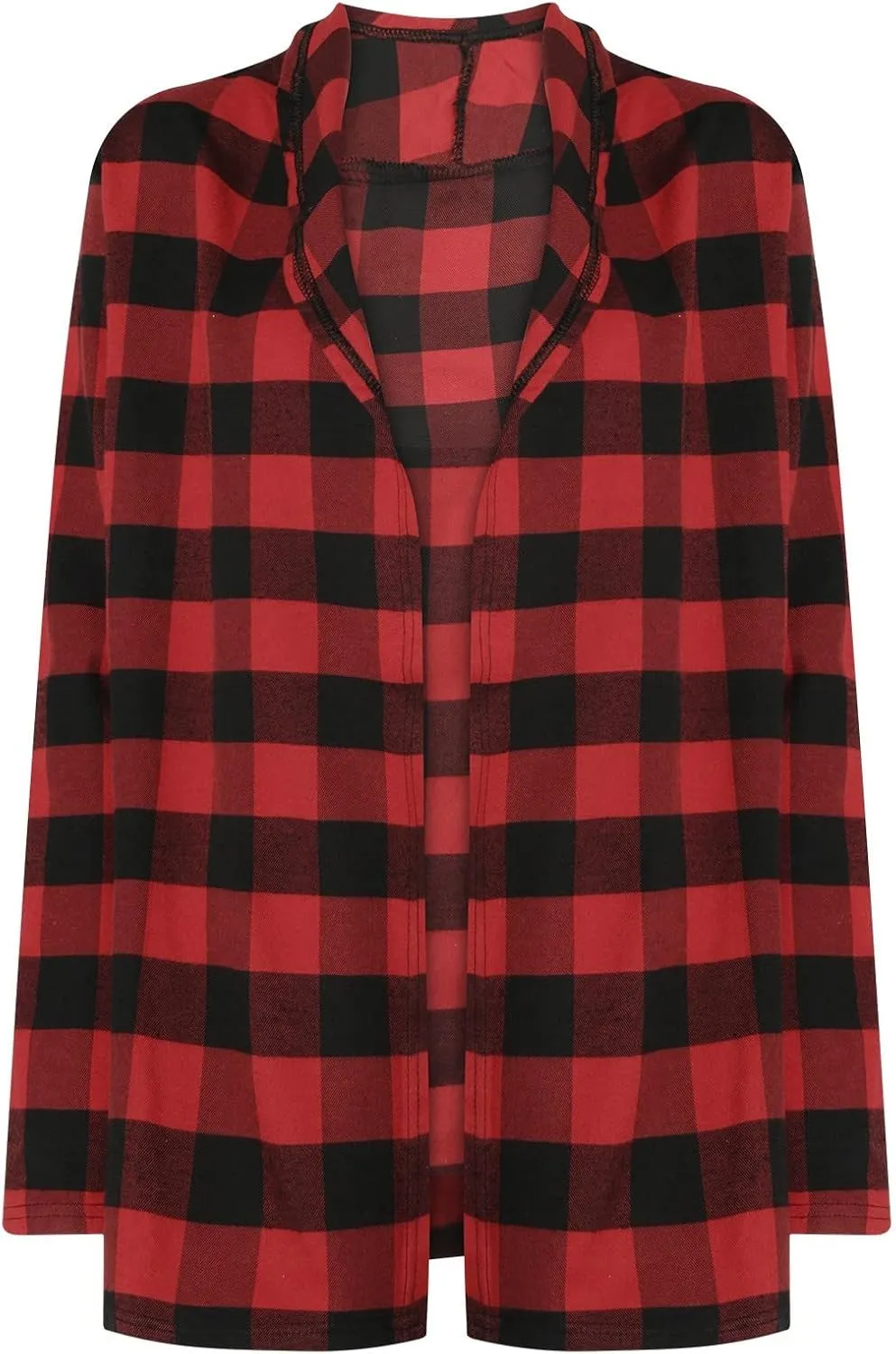 Women's Open Front Cardigan Casual Lightweight Long Sleeve Kimono Cardigans Buffalo Plaid Shirt Comfy Soft Outwear
