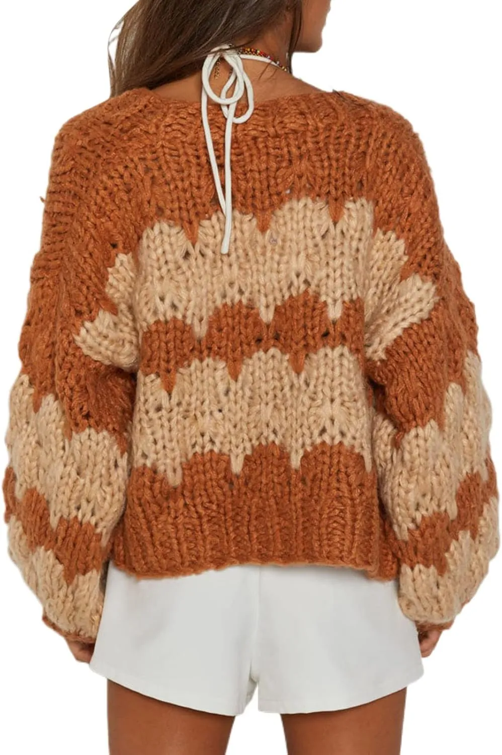 Womens Open Front Chunky Cardigan Sweater Long Sleeve Cable Knit Cropped Cardigan Loose Outwear Coat Streetwear