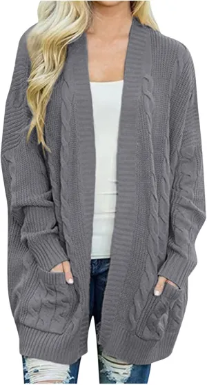 Women's Open Front Soft Knit Cardigans Loose Slouchy Oversized Wrap Chunky Pocket Sweaters Winter Coat Casual Jackets