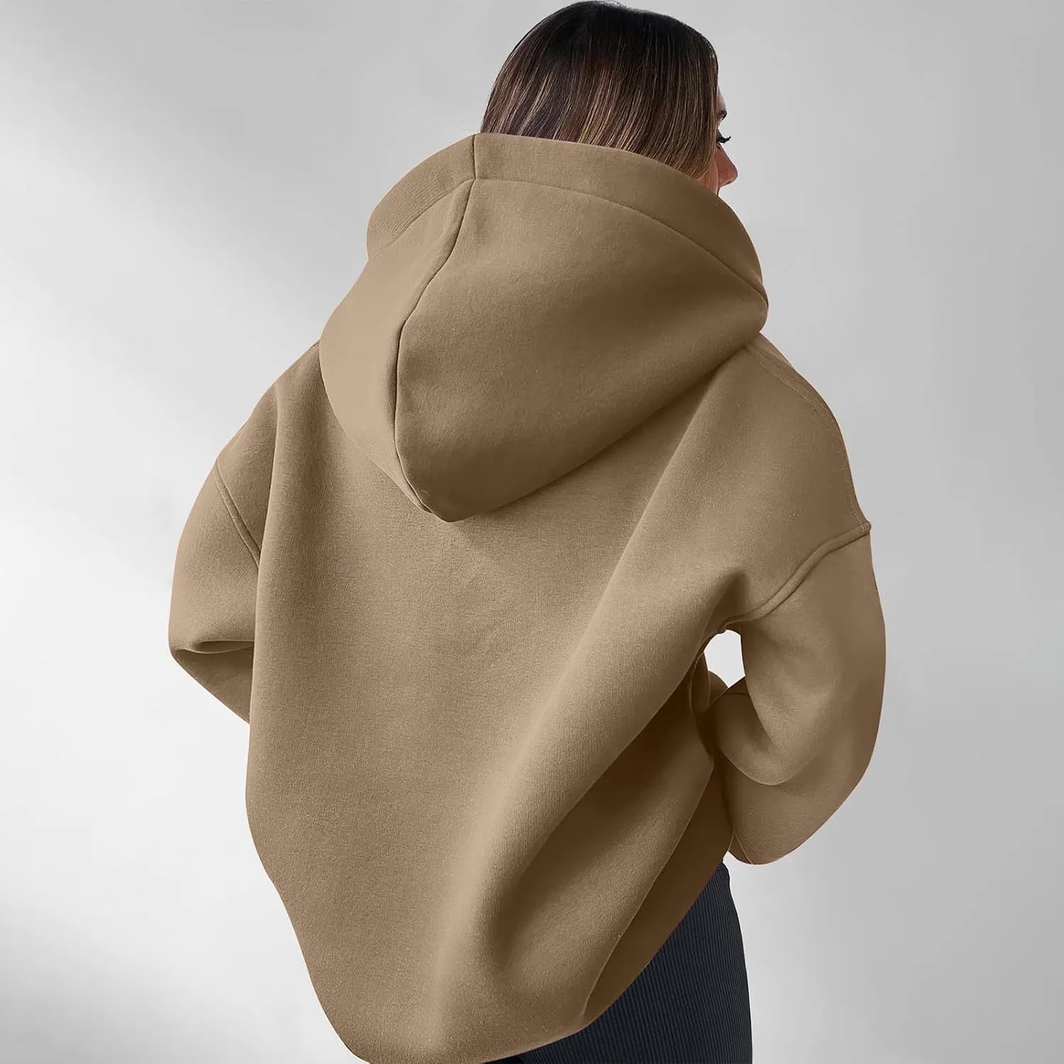 Womens Oversized Hoodies Fleece Long Sleeve Sweatshirts Lapel V Neck Casual Sweaters Pullover Fall Fashion Outfits 2024