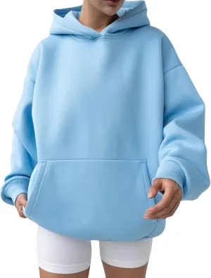 Womens Oversized Hoodies Solid Thick Warm Long Sleeve Drawstring Hooded Loose Sweatshirts Fall Winter Pullover Outfits