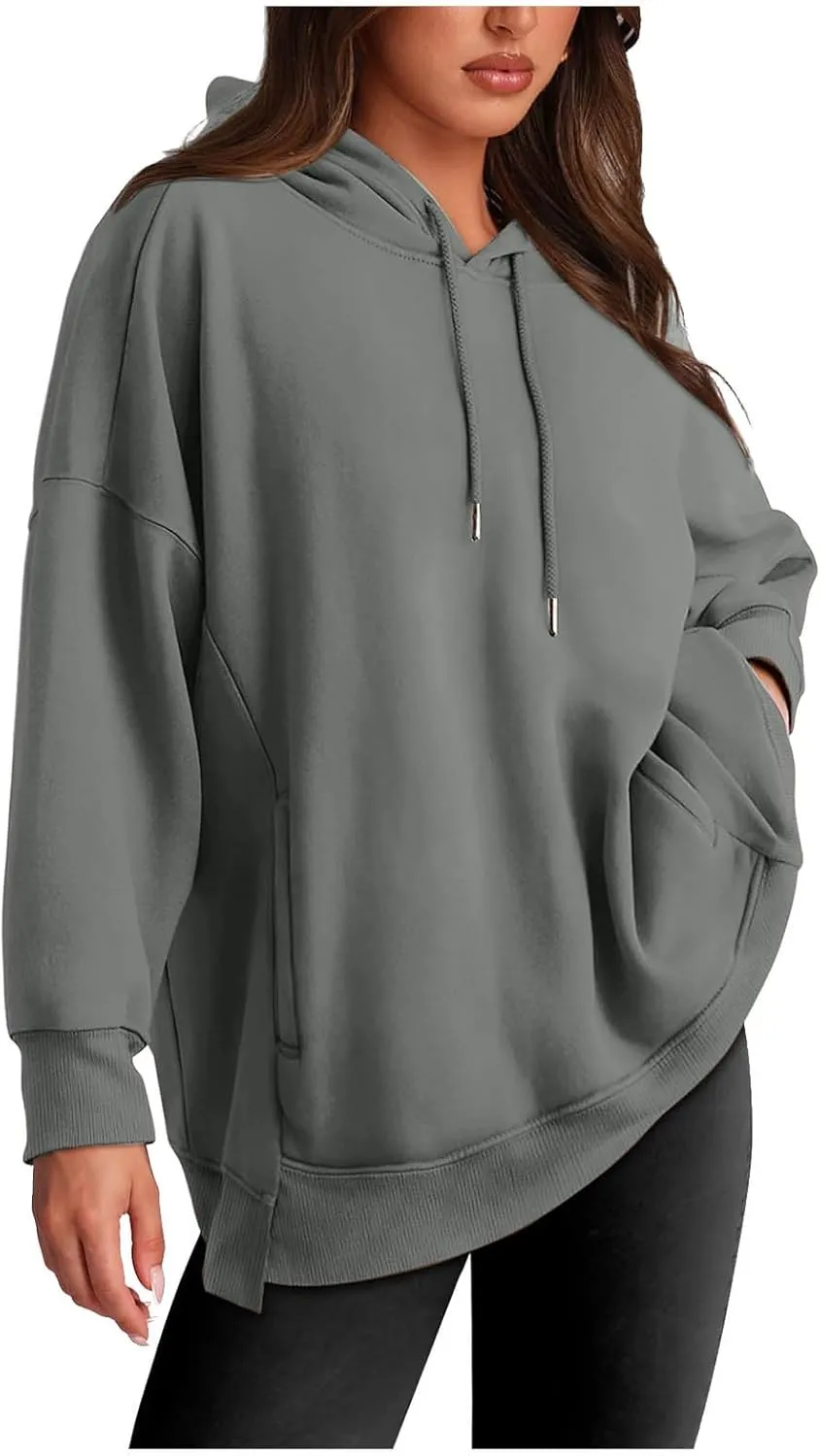 Womens Oversized Hoodies Sweatshirt-Pullover Sweatshirts with Pockets Stretchy Soft Cotton Basic Fall Outfits 2024