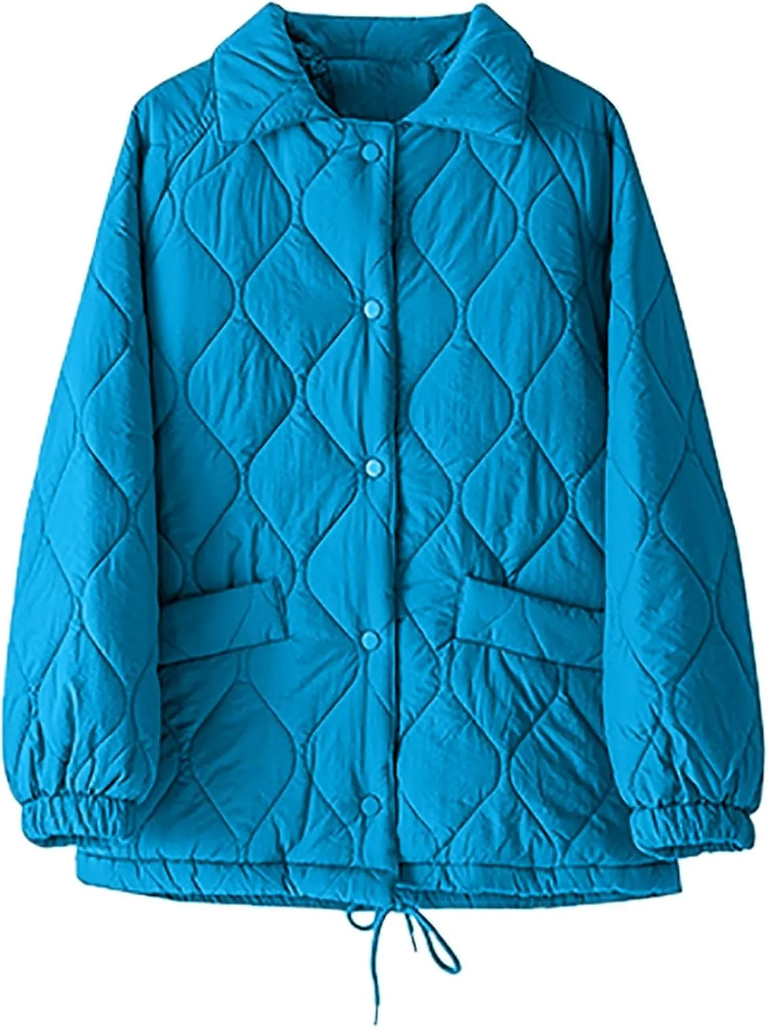 Womens Oversized Puffer Jacket Lightweight Puffer Jackets Long Sleeve Button Up Lapel Down Coat with Pockets