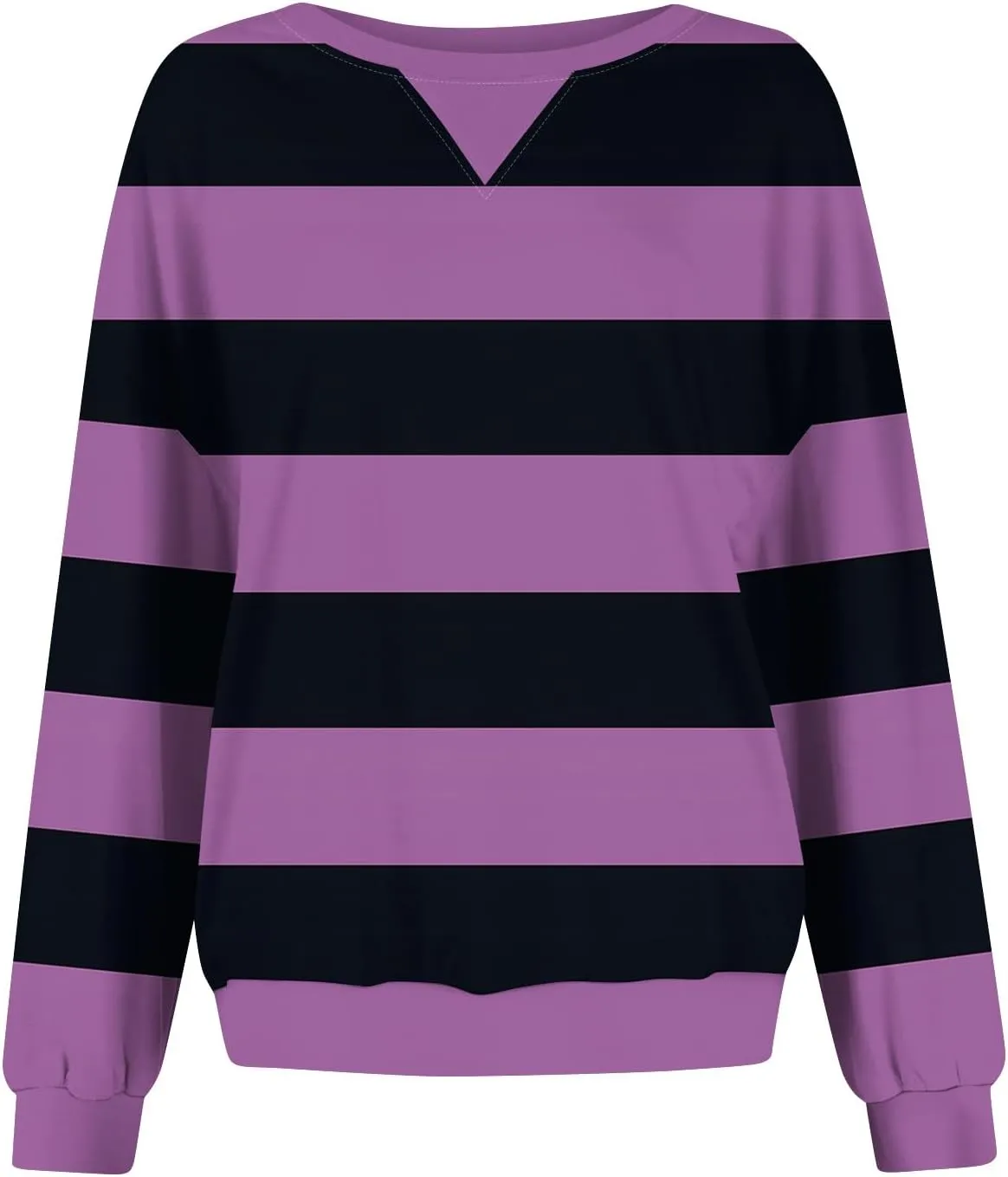 Women's Oversized Pullover Striped Sweatshirt Soft Crew Neck Fall Sweaters for Women Trendy 2024