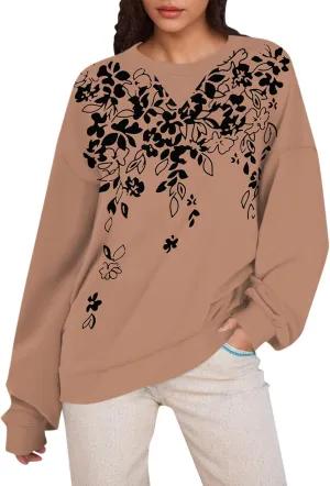 Women's Oversized Pullover Striped Sweatshirt Soft Crew Neck Fall Sweaters for Women Trendy 2024