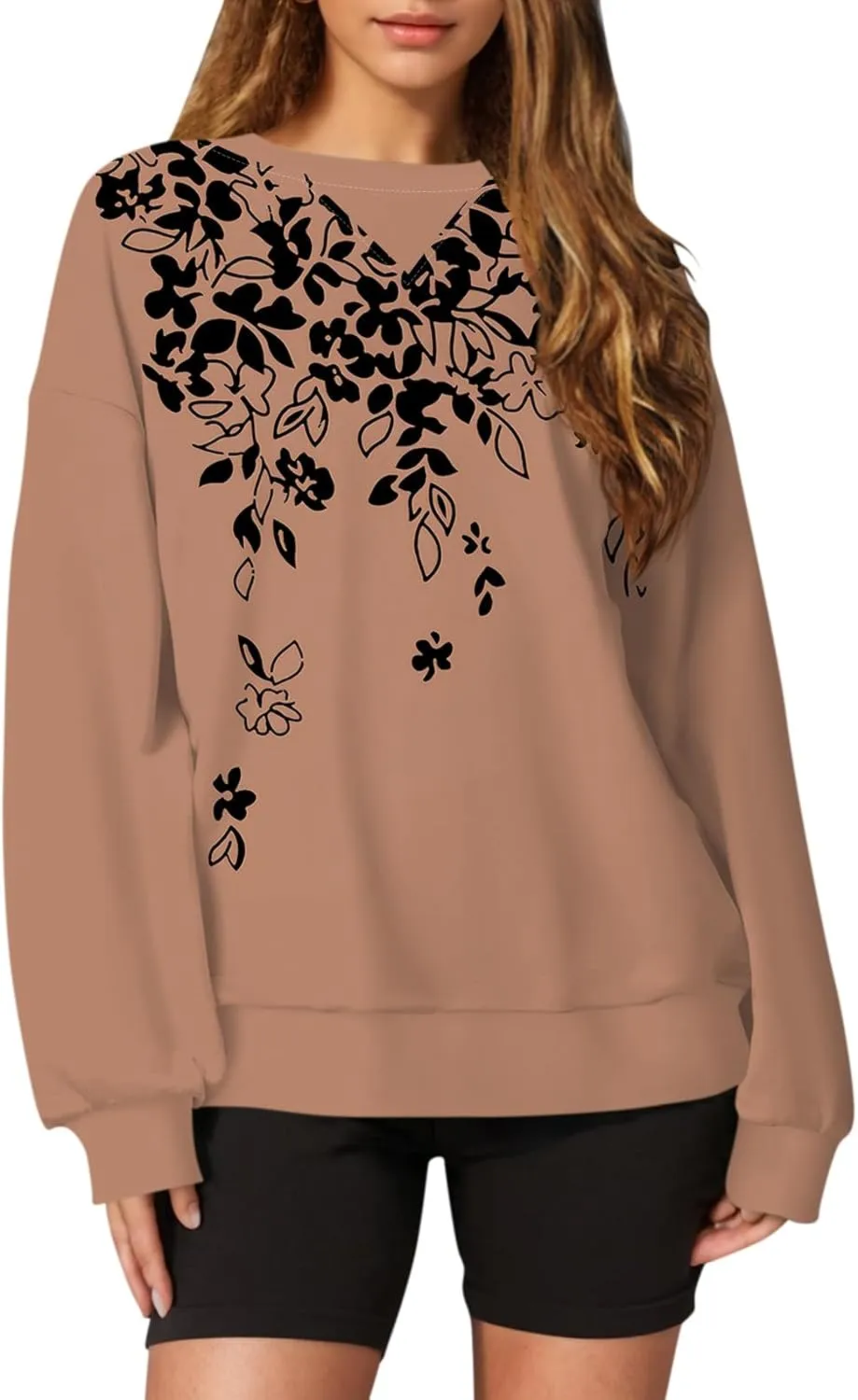 Women's Oversized Pullover Striped Sweatshirt Soft Crew Neck Fall Sweaters for Women Trendy 2024