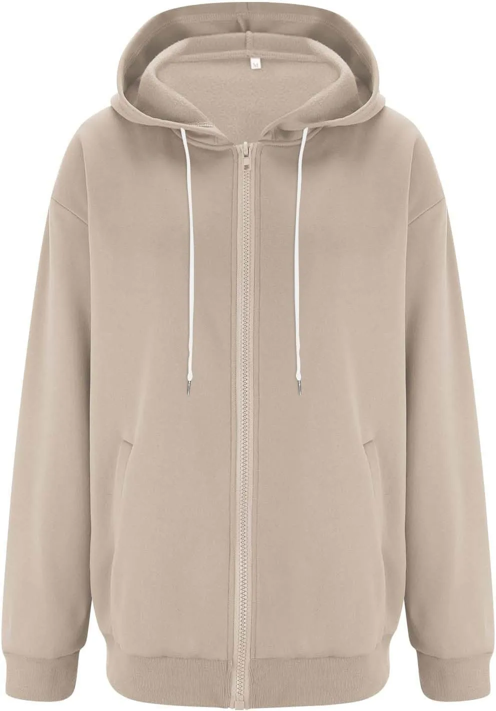Women's Oversized Sweatshirts Loose Fit Winter Casual Trendy Long Sleeve Zipper Hooded Solid Fleece Cardigan, S-2XL