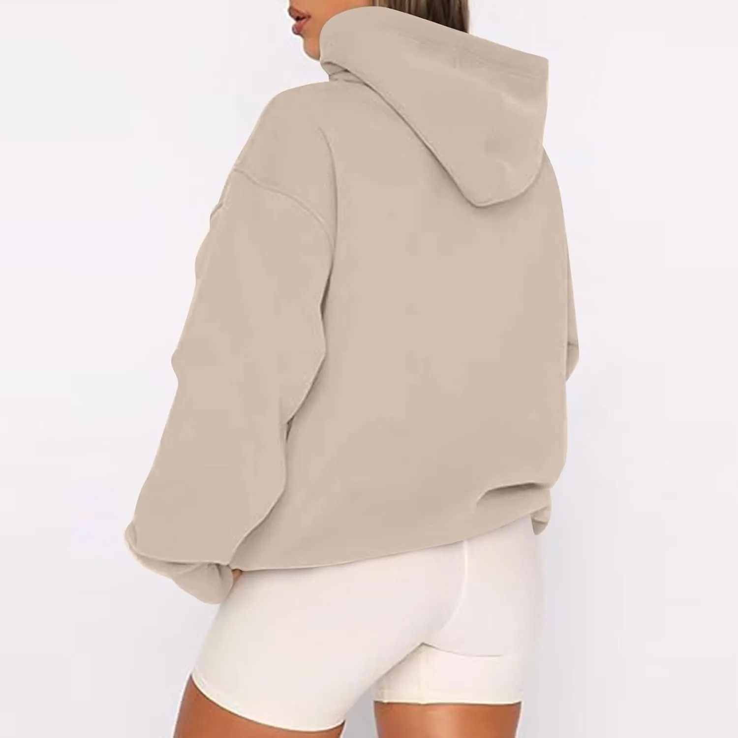 Women's Oversized Sweatshirts Loose Fit Winter Casual Trendy Long Sleeve Zipper Hooded Solid Fleece Cardigan, S-2XL