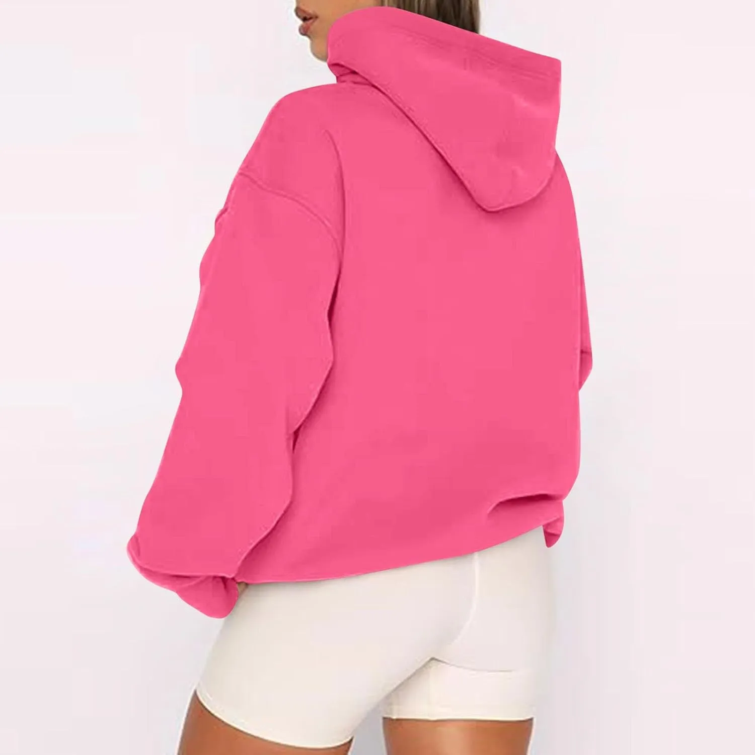Women's Oversized Sweatshirts Loose Fit Winter Casual Trendy Long Sleeve Zipper Hooded Solid Fleece Cardigan, S-2XL