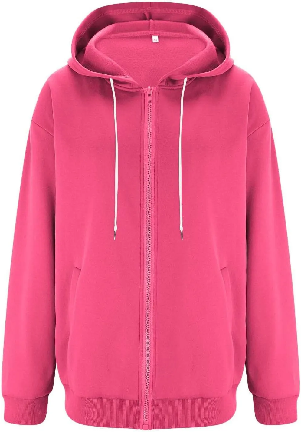 Women's Oversized Sweatshirts Loose Fit Winter Casual Trendy Long Sleeve Zipper Hooded Solid Fleece Cardigan, S-2XL