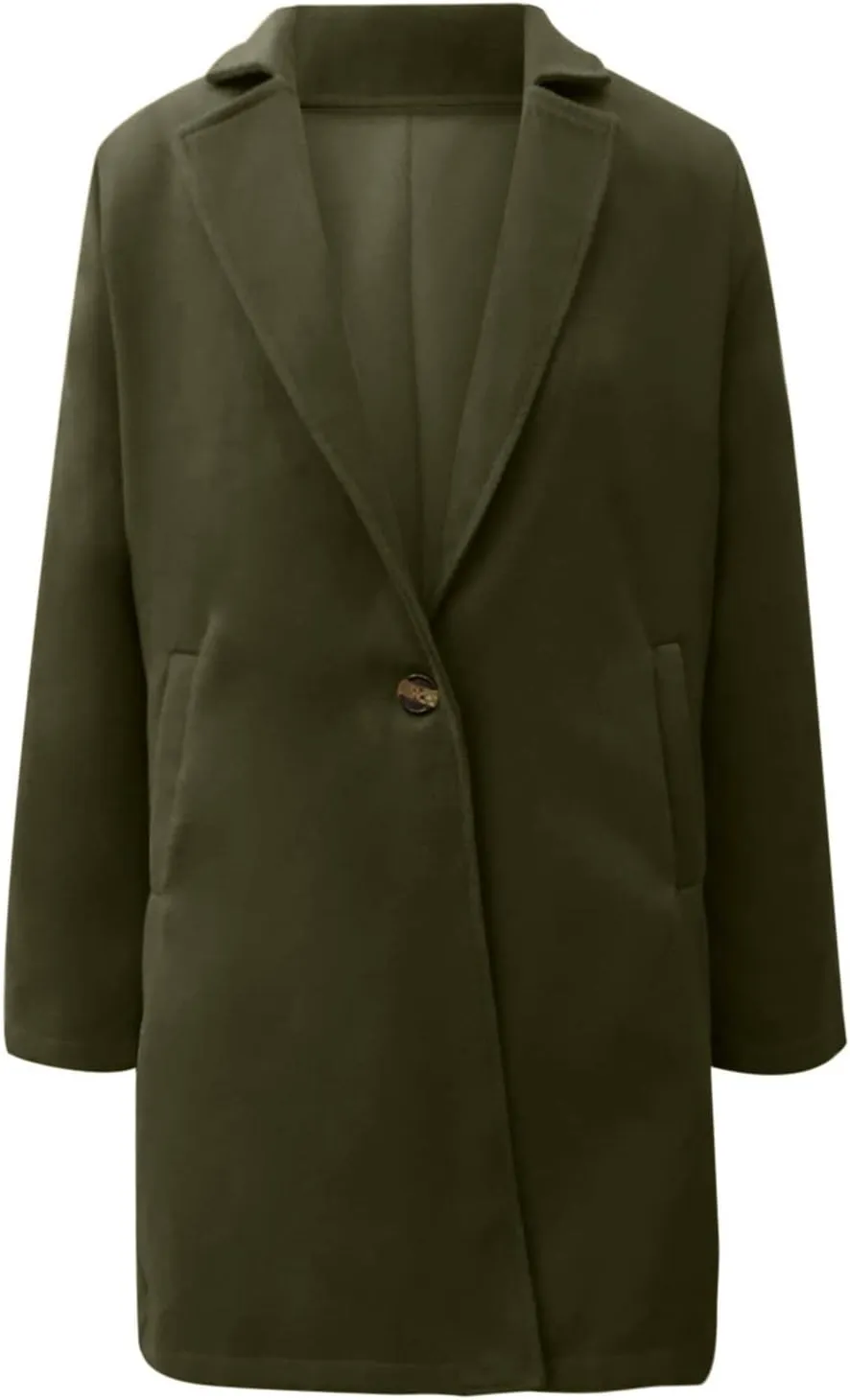Womens Pea Coat Casual Notch Lapel Cardigan Coats Single Breasted Open Front Wool Coats 2024 Fall Winter Overcoat