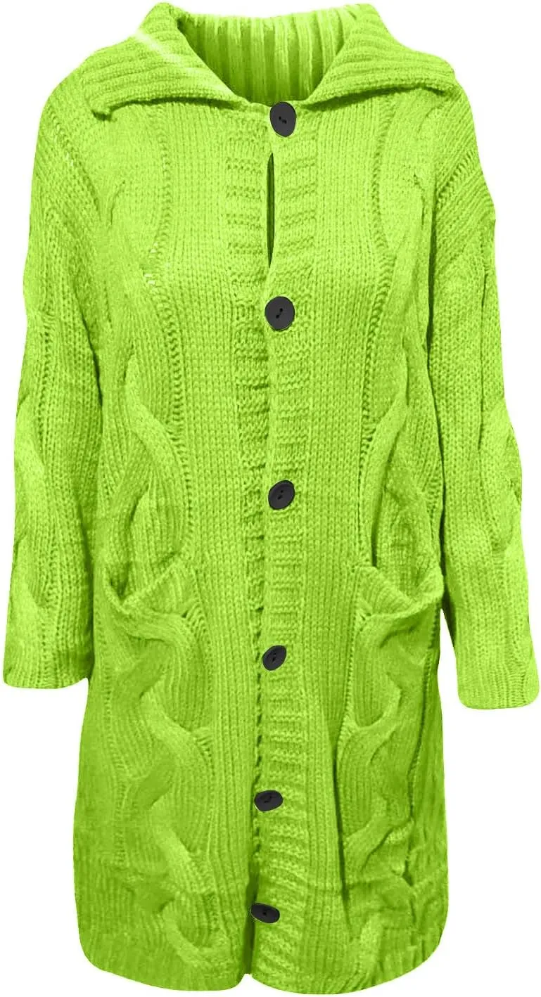Womens Plus Size Cable Knit Sweaters Cardigans Fall Open Front Cardigan Sweaters Outerwear Chunky Cardigan Long Coat