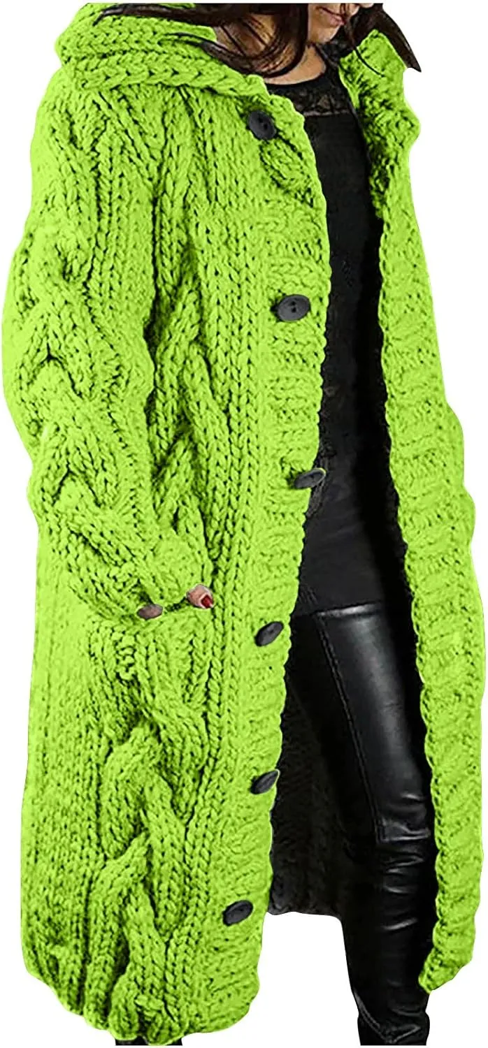Womens Plus Size Cable Knit Sweaters Cardigans Fall Open Front Cardigan Sweaters Outerwear Chunky Cardigan Long Coat