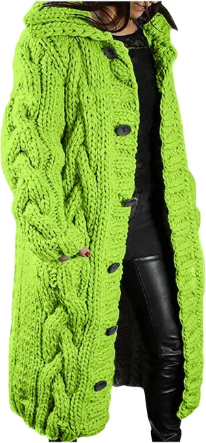 Womens Plus Size Cable Knit Sweaters Cardigans Fall Open Front Cardigan Sweaters Outerwear Chunky Cardigan Long Coat