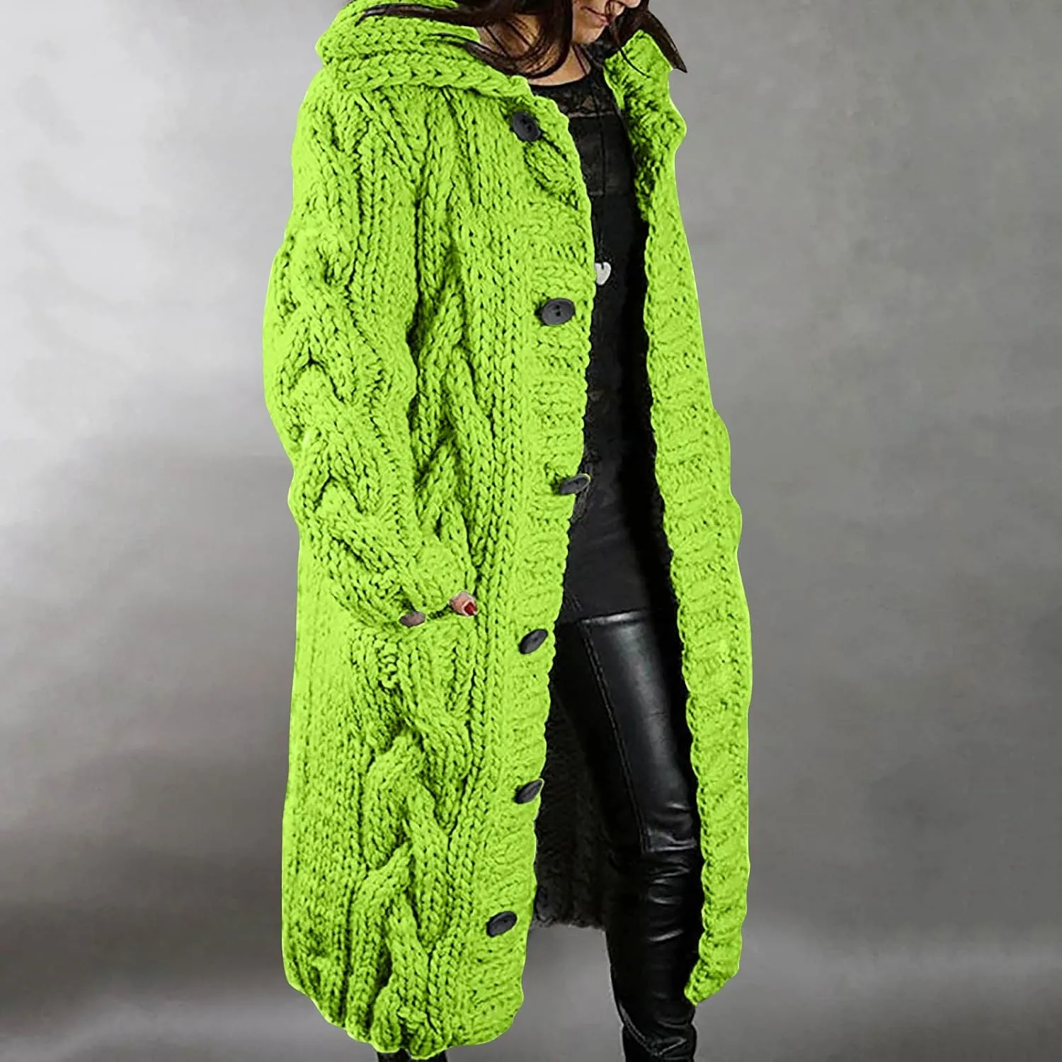Womens Plus Size Cable Knit Sweaters Cardigans Fall Open Front Cardigan Sweaters Outerwear Chunky Cardigan Long Coat