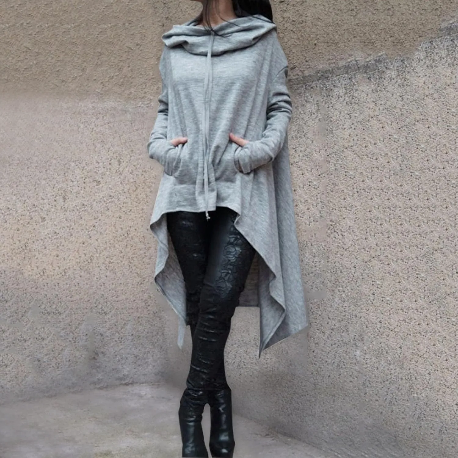 Women’s Slub Knit Full-Zip Hoodie Women Loose Hoodie Long Hooded Tops Ladies Sweatshirt Sweaters Casual Fashion