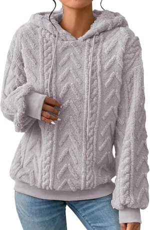 Women’s Slub Knit Full-Zip Hoodie Women's Solid Plush Spliced Women's New Long Sleeve Pullover Fall Outfits with
