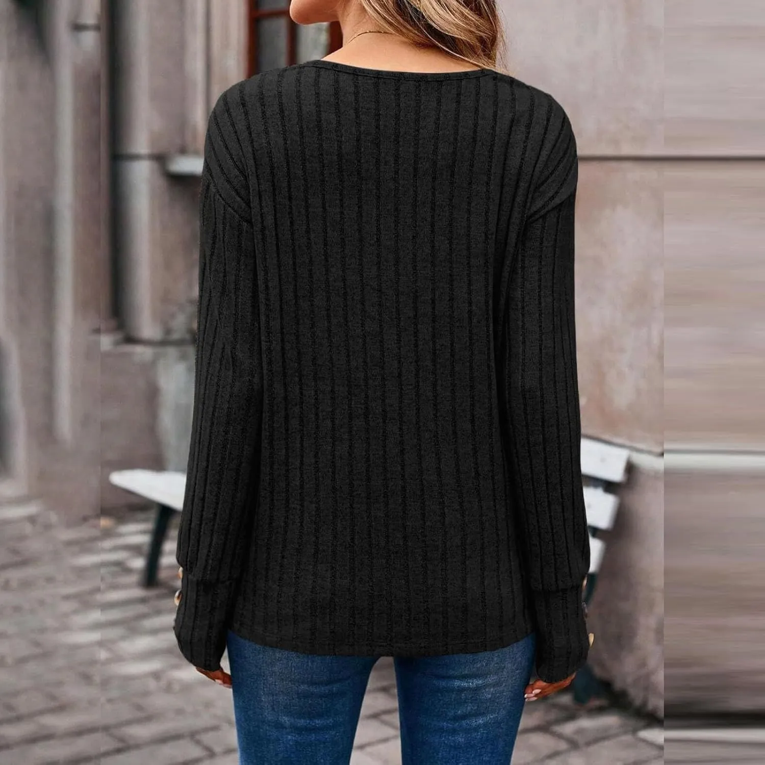 Womens Soft Long Sleeve V Neck Shirts Knitted Pullover Tunics Tops Casual Fall Lightweight Cozy Sweaters 2024