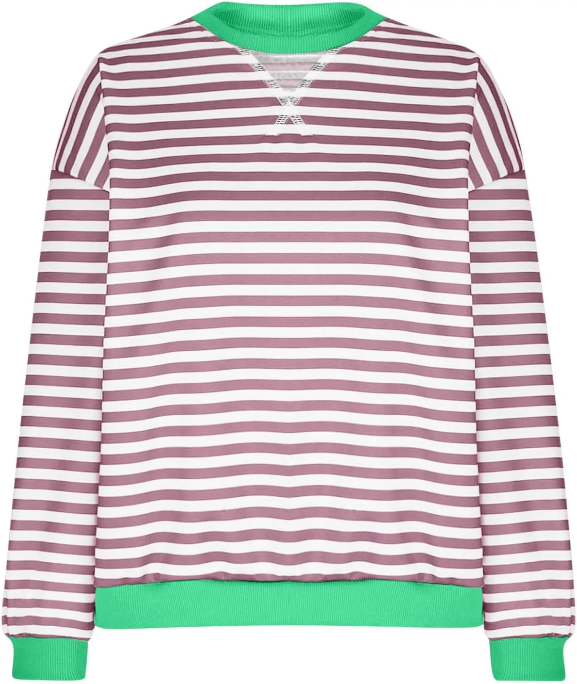 Womens Sweatshirt Casual Striped Color Block Crewneck Pullover Tops Fleece Soft Cofmy Clothes 2024 Fshion Fall Tops