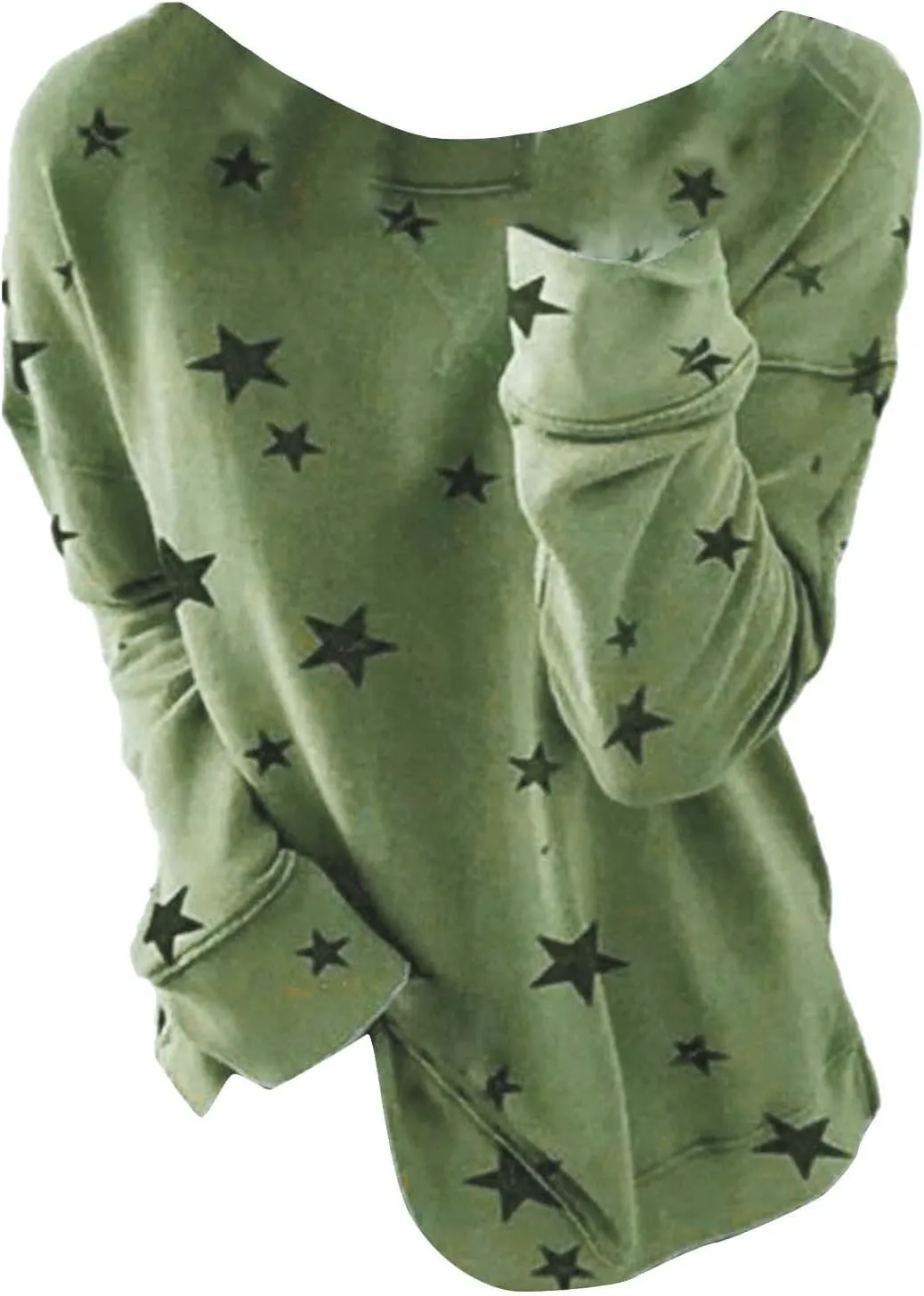 Womens Sweatshirt Crew Neck Star Graphic Pullover Tops 2024 Fall Casual Long sleeve Oversized Sweatshirt