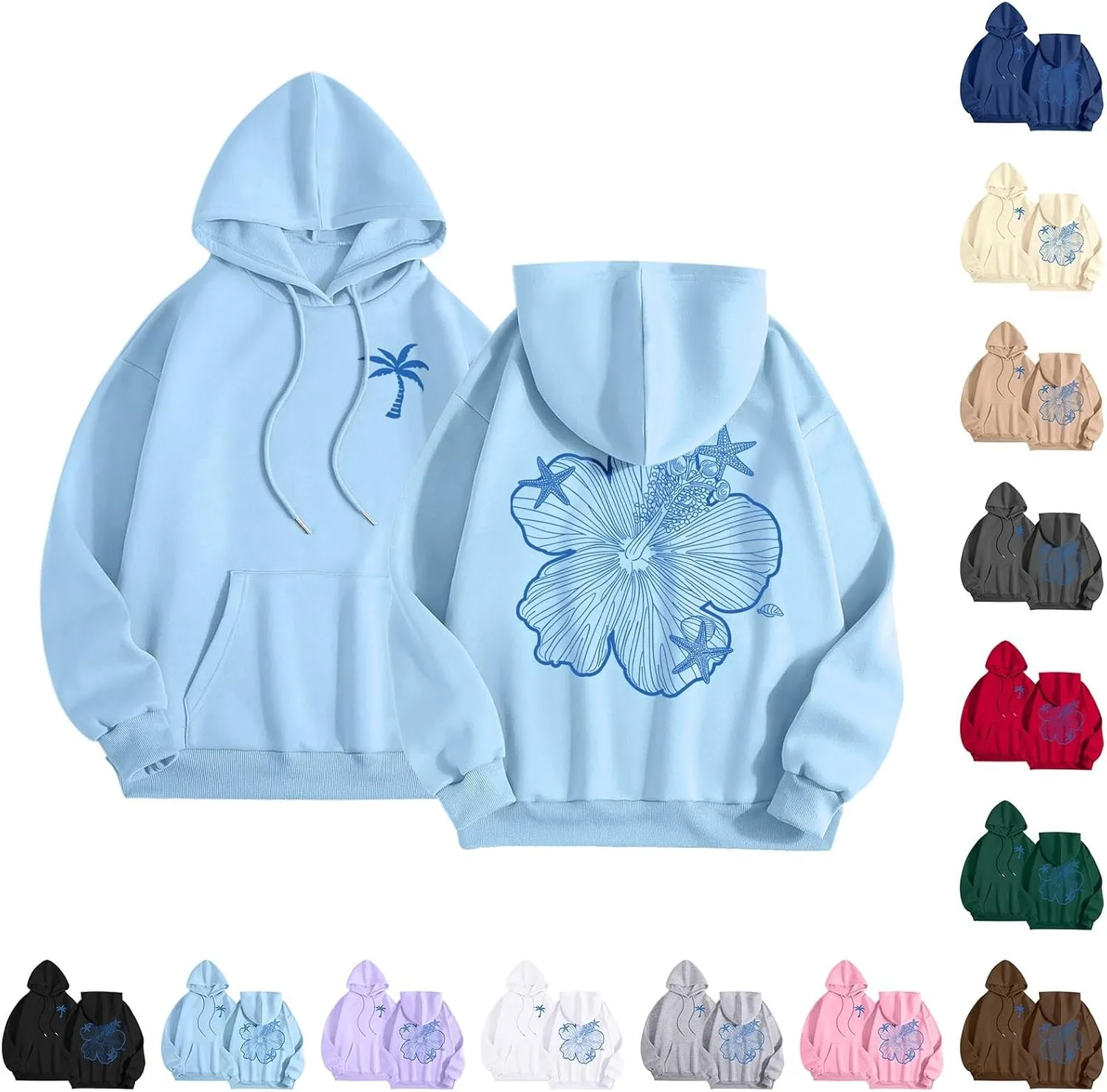 Womens Sweatshirt Graphic Hoodies Letter Print Casual Long Sleeve Drawstring Hooded Pullover Tops With Pocket 2025