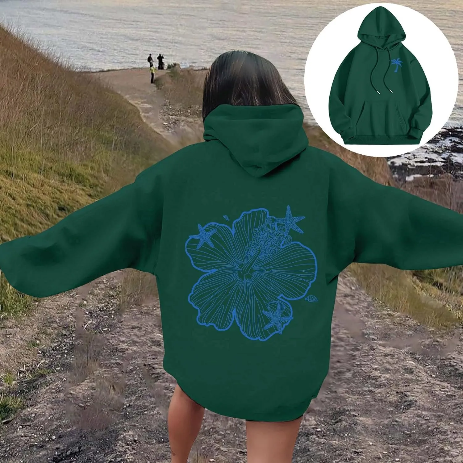 Womens Sweatshirt Graphic Hoodies Letter Print Casual Long Sleeve Drawstring Hooded Pullover Tops With Pocket 2025