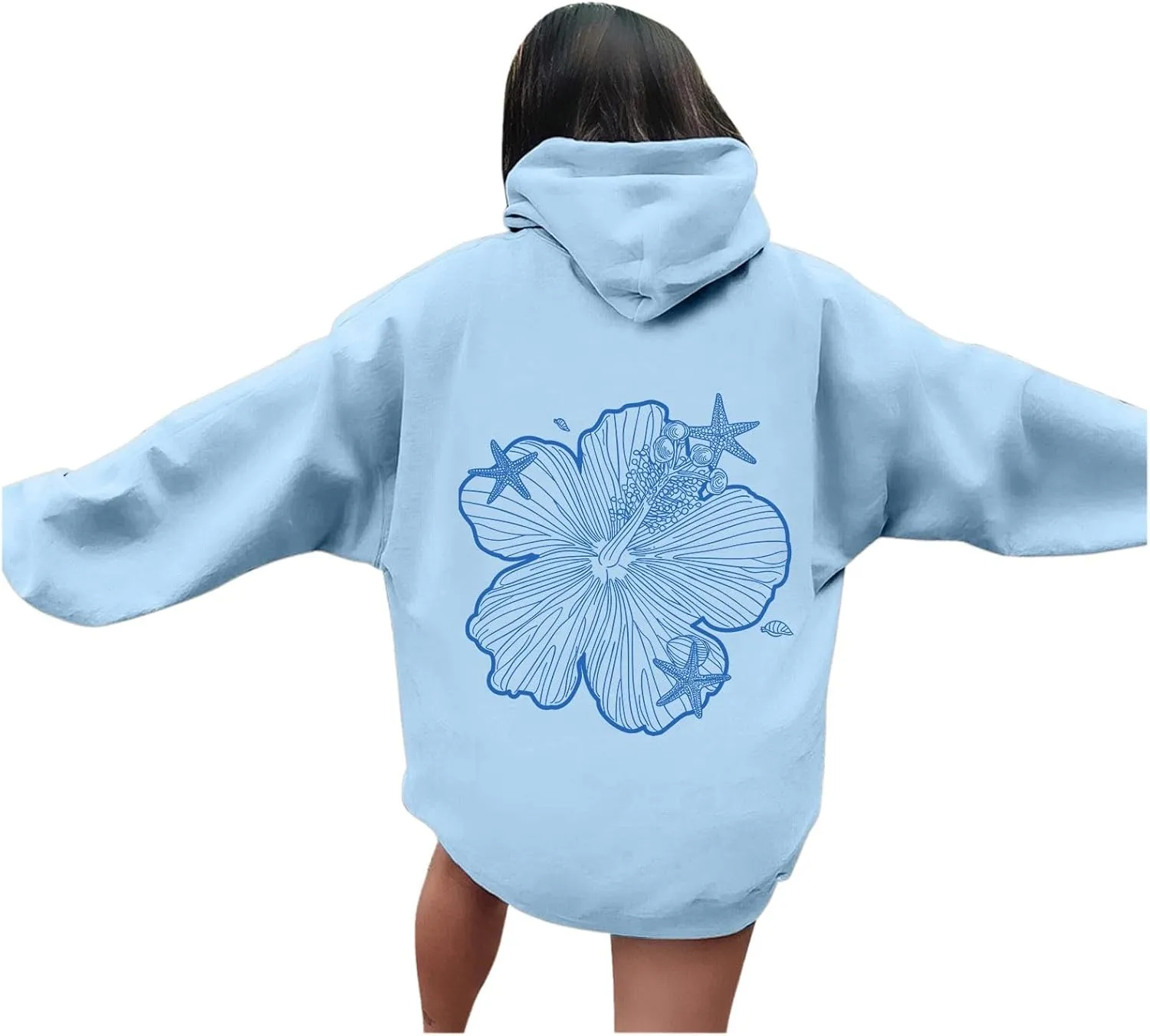 Womens Sweatshirt Graphic Hoodies Letter Print Casual Long Sleeve Drawstring Hooded Pullover Tops With Pocket 2025