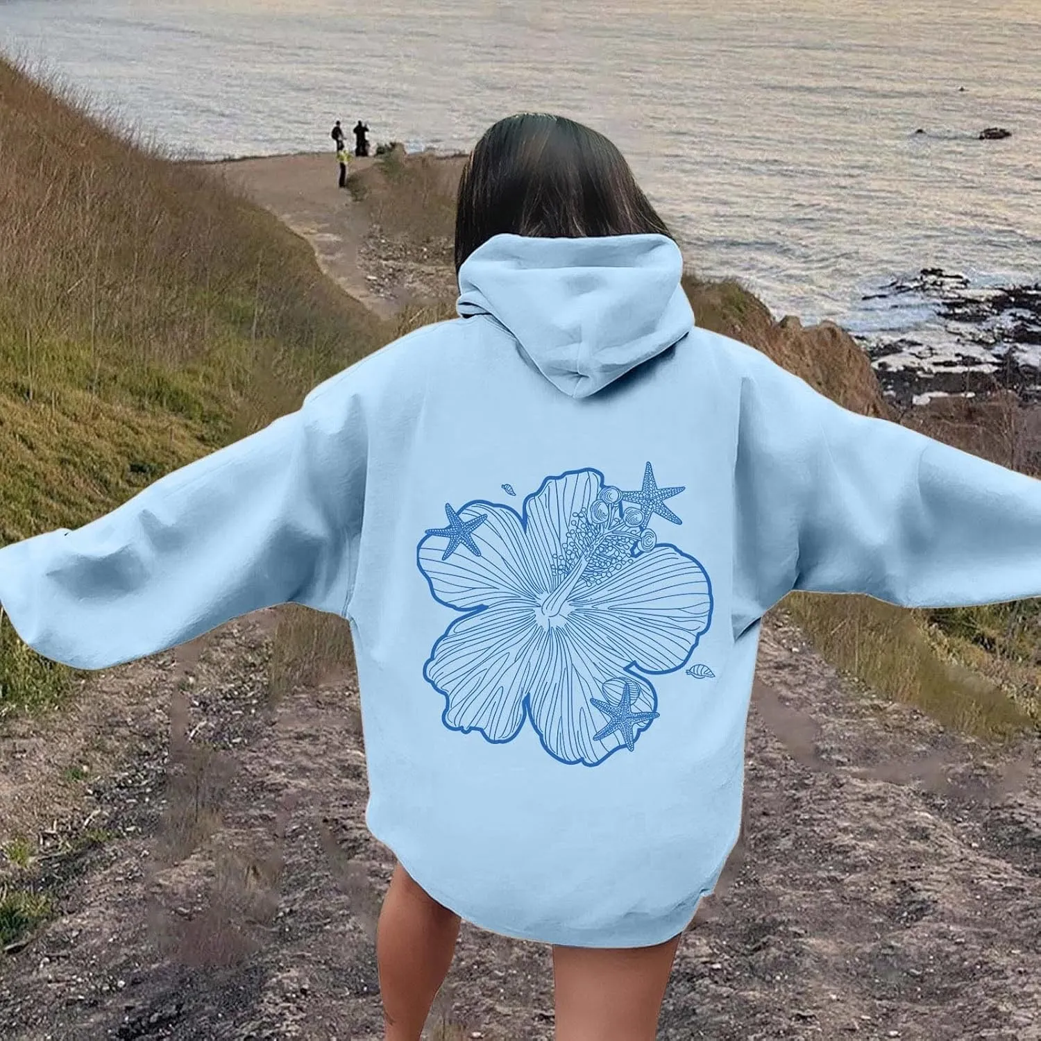 Womens Sweatshirt Graphic Hoodies Letter Print Casual Long Sleeve Drawstring Hooded Pullover Tops With Pocket 2025