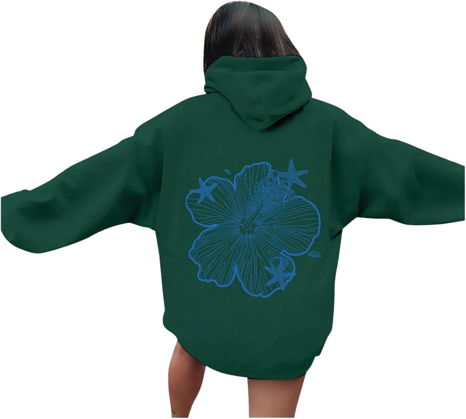 Womens Sweatshirt Graphic Hoodies Letter Print Casual Long Sleeve Drawstring Hooded Pullover Tops With Pocket 2025