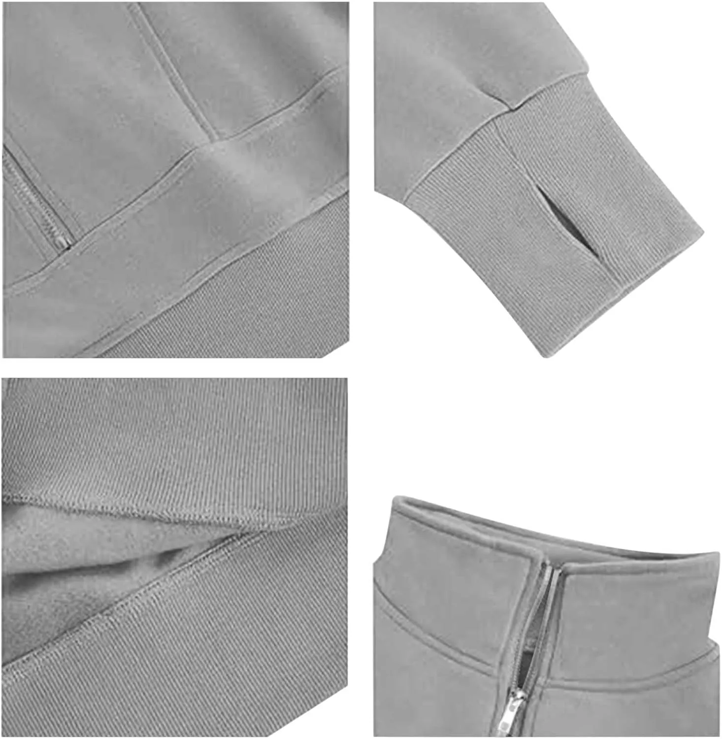 Womens Sweatshirt Half Zip Cropped Pullover Sweatshirts Stand Collar Pullover Tops With Thumb Hole Fleece Soft Outfits