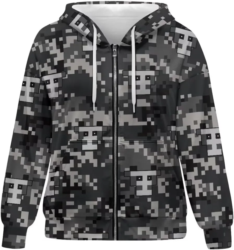 Womens Sweatshirt Zip Up Graphic Hoodies Jacket Lightweight Pullover Hoodie Top Soft Comfy Fall Winter Outfit