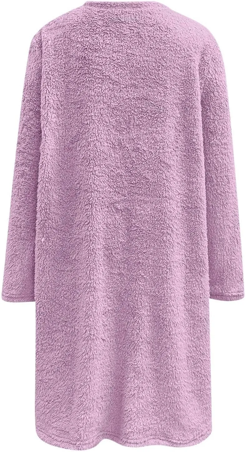 Women's Sweatshirts Fuzzy Fleece hoodie Crew Neck Long Sleeve Sherpa Pullover Tops Warm Soft Winter Fall Blouse