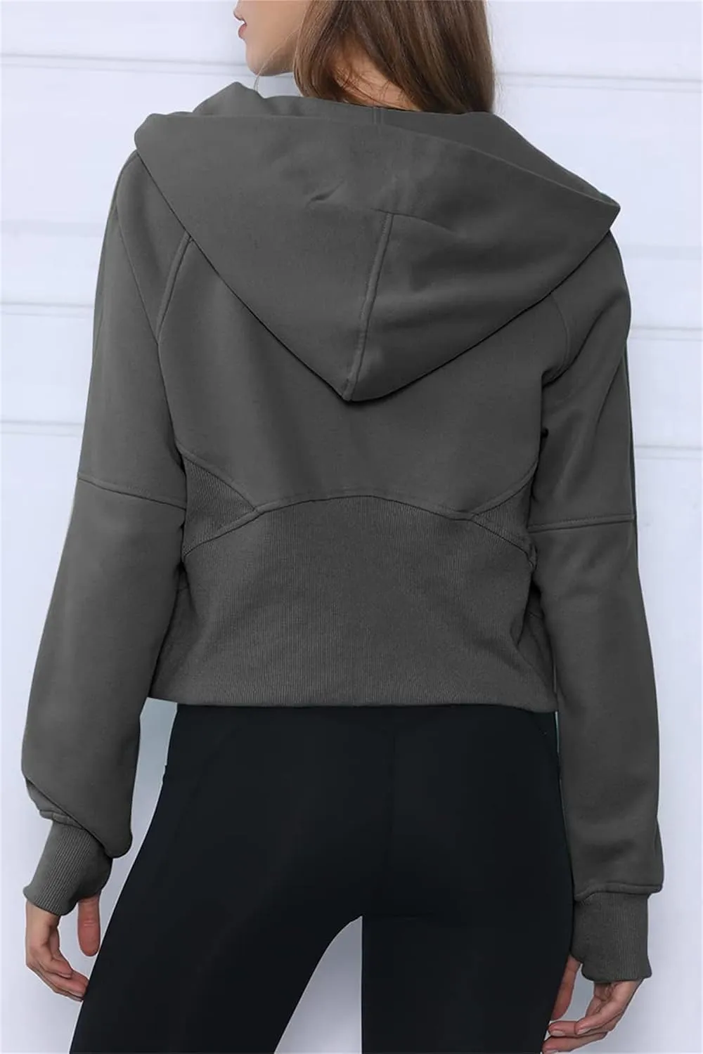 Womens Sweatshirts Half Zip Cropped Pullover Fleece Quarter Zipper Hoodies Spring Outfits Clothes Thumb Hole