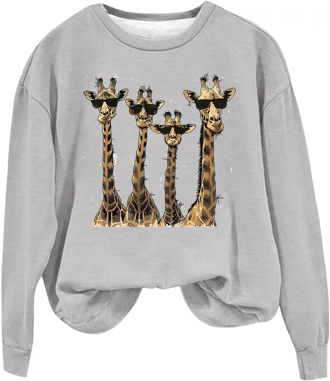 Womens Sweatshirts Pullover Long Sleeve Crewneck Cute Giraffe Graphic Tops Fashion Casual Loose Fleece Sweater Blouses