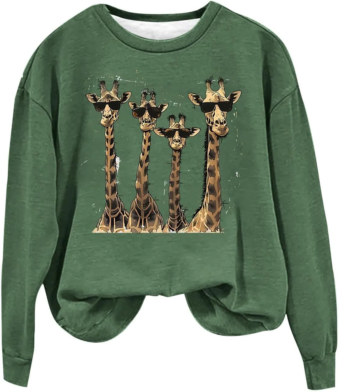 Womens Sweatshirts Pullover Long Sleeve Crewneck Cute Giraffe Graphic Tops Fashion Casual Loose Fleece Sweater Blouses