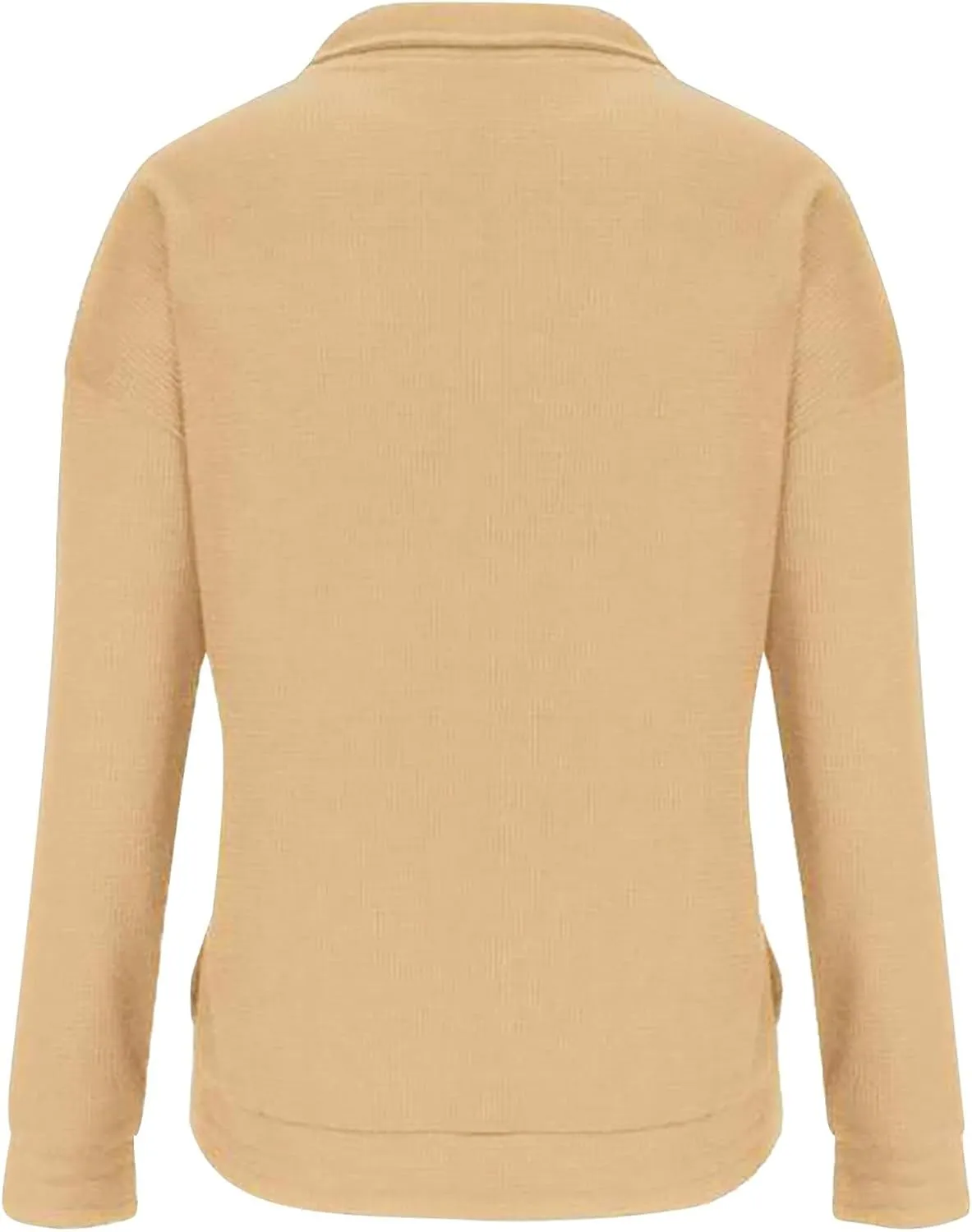 Womens Sweatshirts Waffle Lapel Collar Quarter Zip Up Loose Long Sleeve Lightweight Hoodies Autumn Casual Workout Top