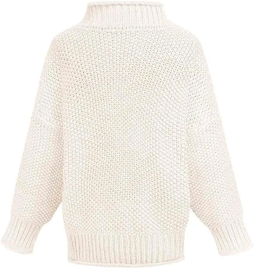 Womens Turtleneck Sweaters Long Sleeve Oversized Fuzzy Knit Chunky Warm Pullover Drop Shoulder Jumper 2023
