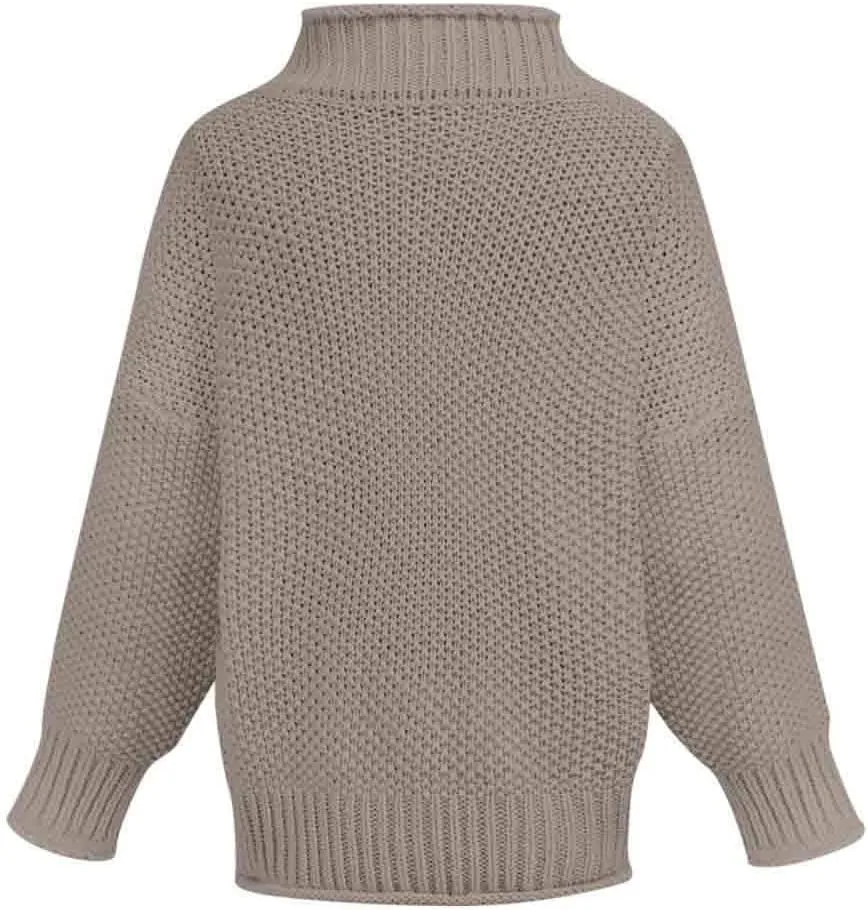 Womens Turtleneck Sweaters Long Sleeve Oversized Fuzzy Knit Chunky Warm Pullover Drop Shoulder Jumper 2023