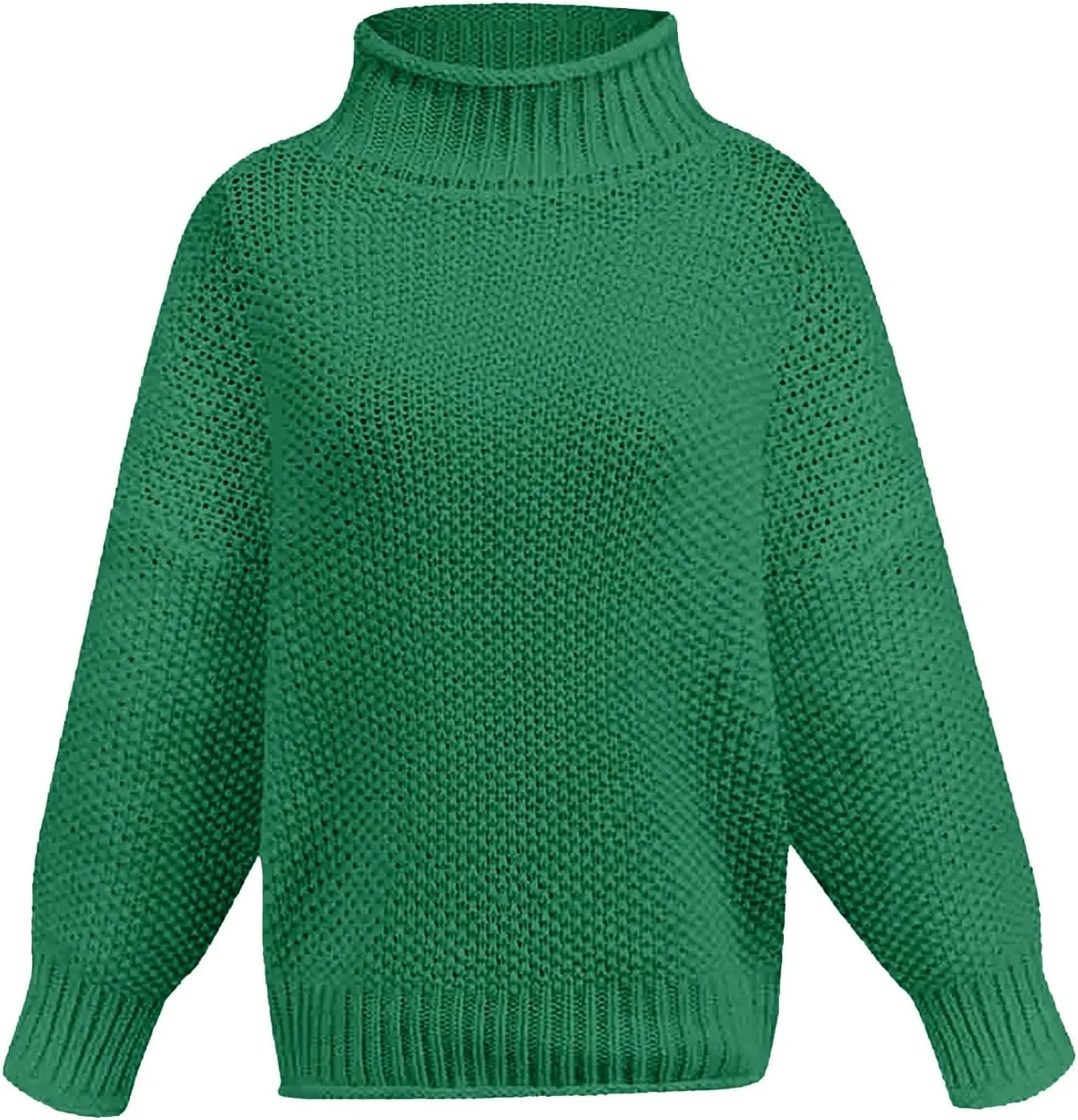Womens Turtleneck Sweaters Long Sleeve Oversized Fuzzy Knit Chunky Warm Pullover Drop Shoulder Mock Neck Jumper 2023