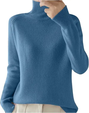 Womens Turtleneck Sweaters Oversized Sweaters Ribbed Knitted Sweater Fall Pullover Sweater Y2K Sweaters Jumper Tops