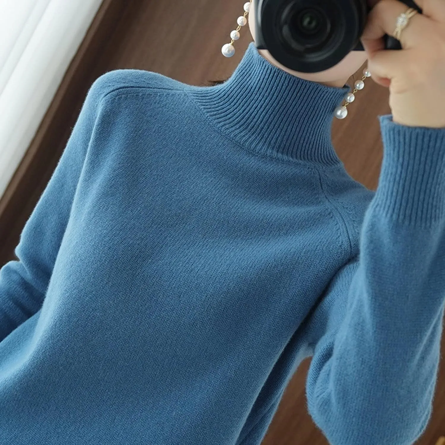 Womens Turtleneck Sweaters Oversized Sweaters Ribbed Knitted Sweater Fall Pullover Sweater Y2K Sweaters Jumper Tops