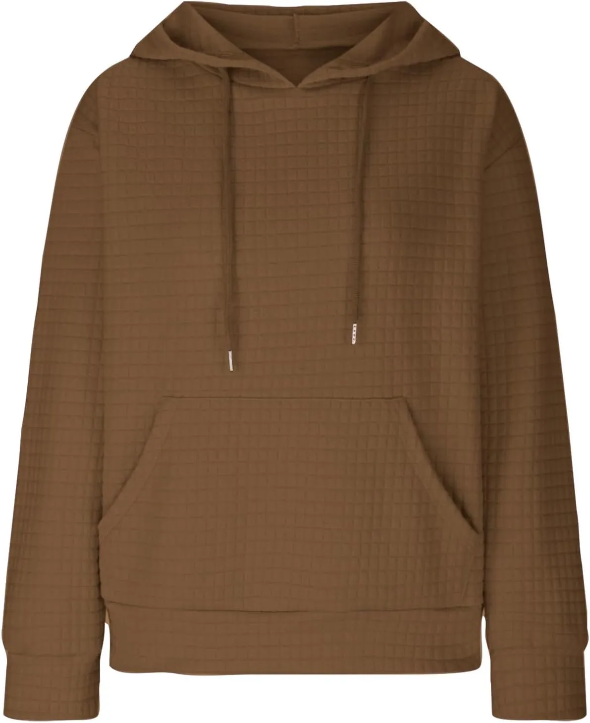 Womens Waffle Knit Hoodies Casual Long Sleeve Fall Fashion Hooded Sweatshirts Dressy Loose Oversized Pullover Tops