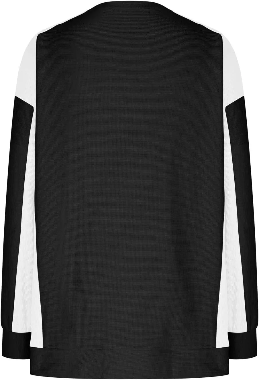 Womens Waffle Knit Tops Fashion Color Block Crewneck Long Sleeve Drop Shoulder Pullover Shirts Fall Loose Sweatshirt