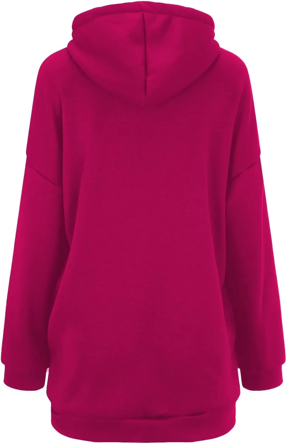Women's Warm Hooded Coat Plus Size Zipper Fleece Sweatshirt Winter Solid Long Sleeve Baggy Mid-Length Jacket Pocket