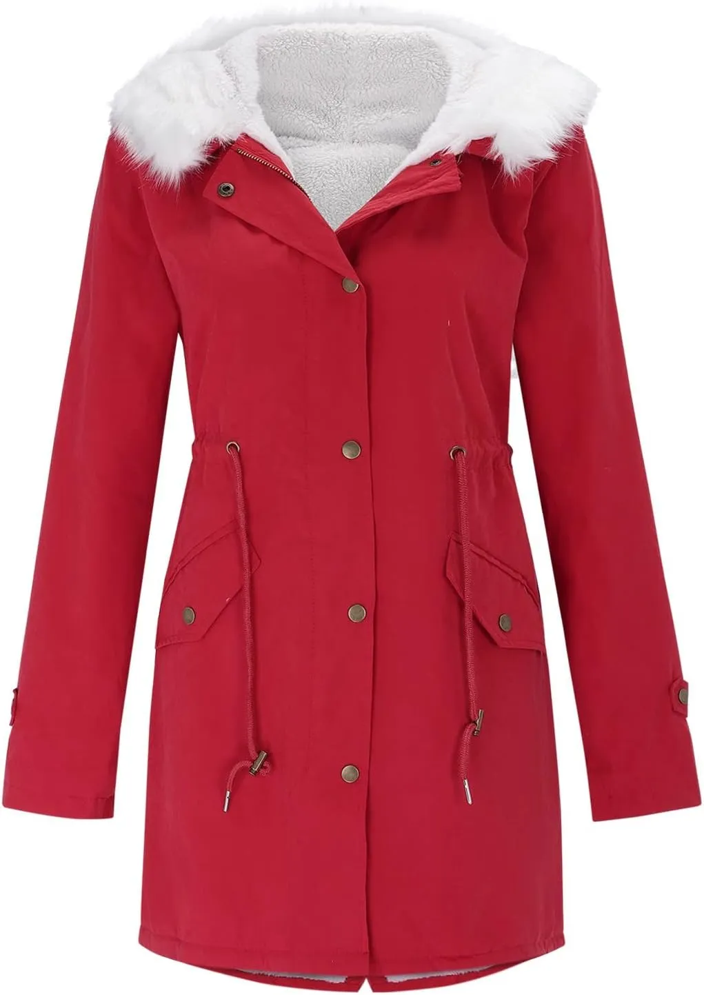 Women's Warm Winter Coat Snow Ski Jacket Fleece Lined Military Jacket Women Faux Fur Hooded Coat Puffer down Jackets