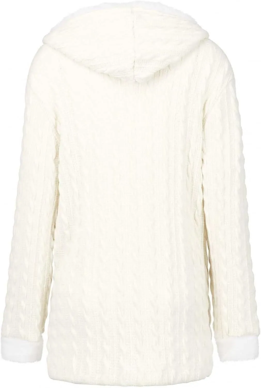 Womens Winter Fleece Liner Hooded Cardigans Button Up Cable Knit Sweater Coat Solid Classic Outerwear with Pockets