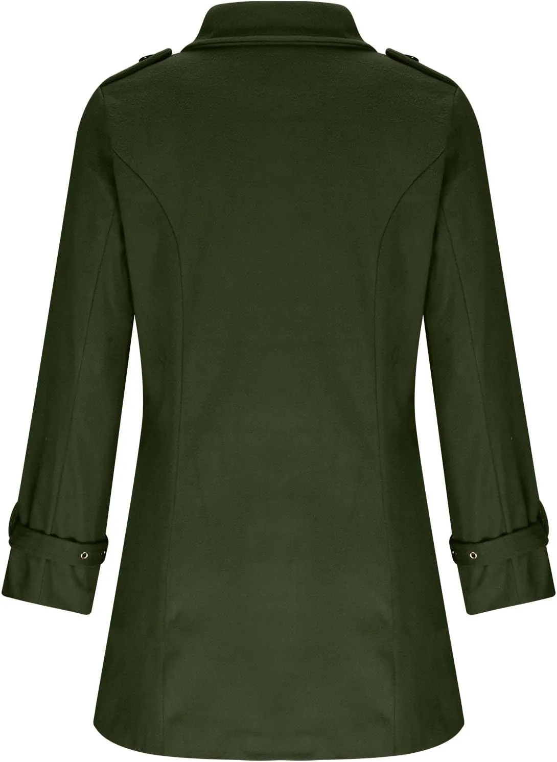 Women's Winter Trench Coats Elegant Notched Collar Double Breasted Pea Coats Wool Blend Long Sleeve Fall Jackets