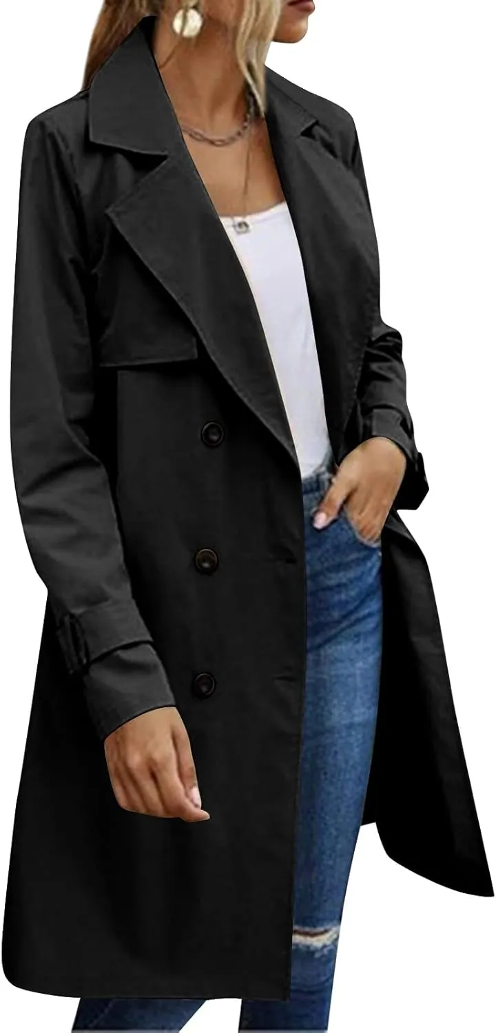 Women's Wool Coats Fashion Autumn And Winter Long-Sleeved Lapel Tweed Coat Windbreaker Jacket, M-3XL