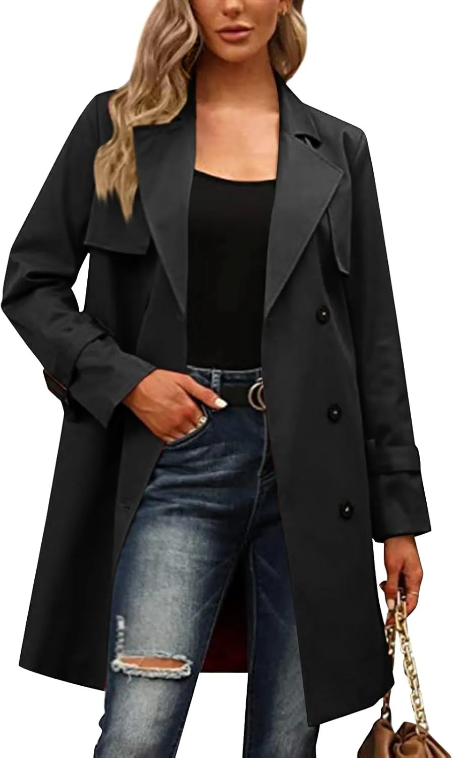 Women's Wool Coats Fashion Autumn And Winter Long-Sleeved Lapel Tweed Coat Windbreaker Jacket, M-3XL