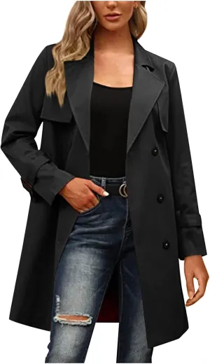 Women's Wool Coats Fashion Autumn And Winter Long-Sleeved Lapel Tweed Coat Windbreaker Jacket, M-3XL